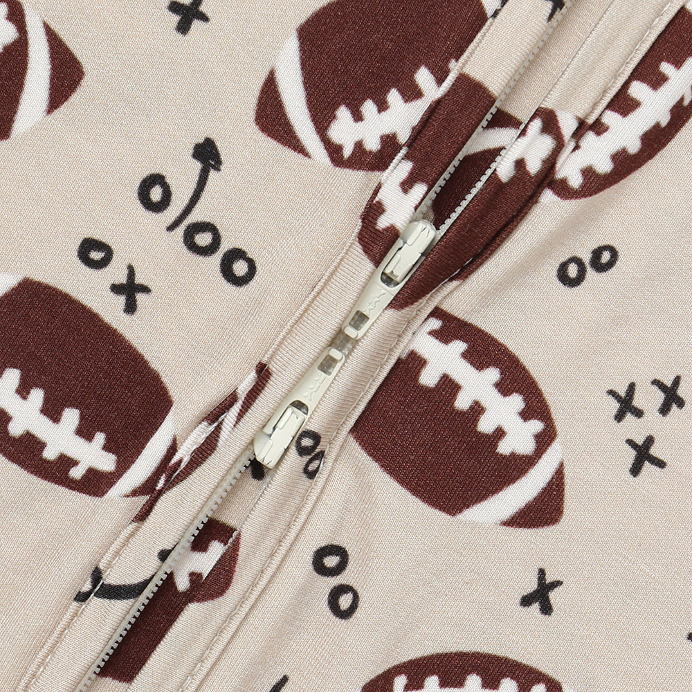 Bamboo Zippered Romper in Football