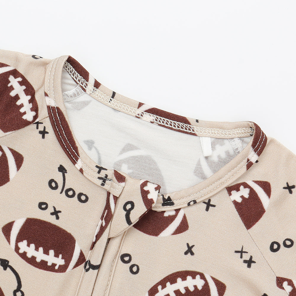 Bamboo Zippered Romper in Football