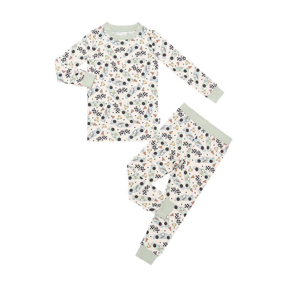 Bamboo Long Sleeve Pajamas in Race Cars