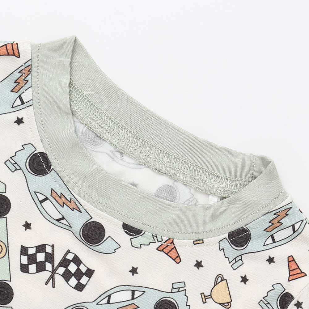 Bamboo Long Sleeve Pajamas in Race Cars