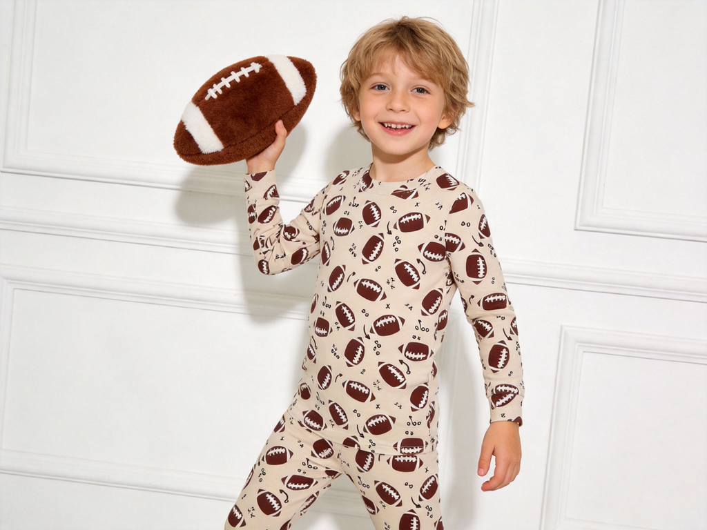 Bamboo Long Sleeve Pajamas in Football